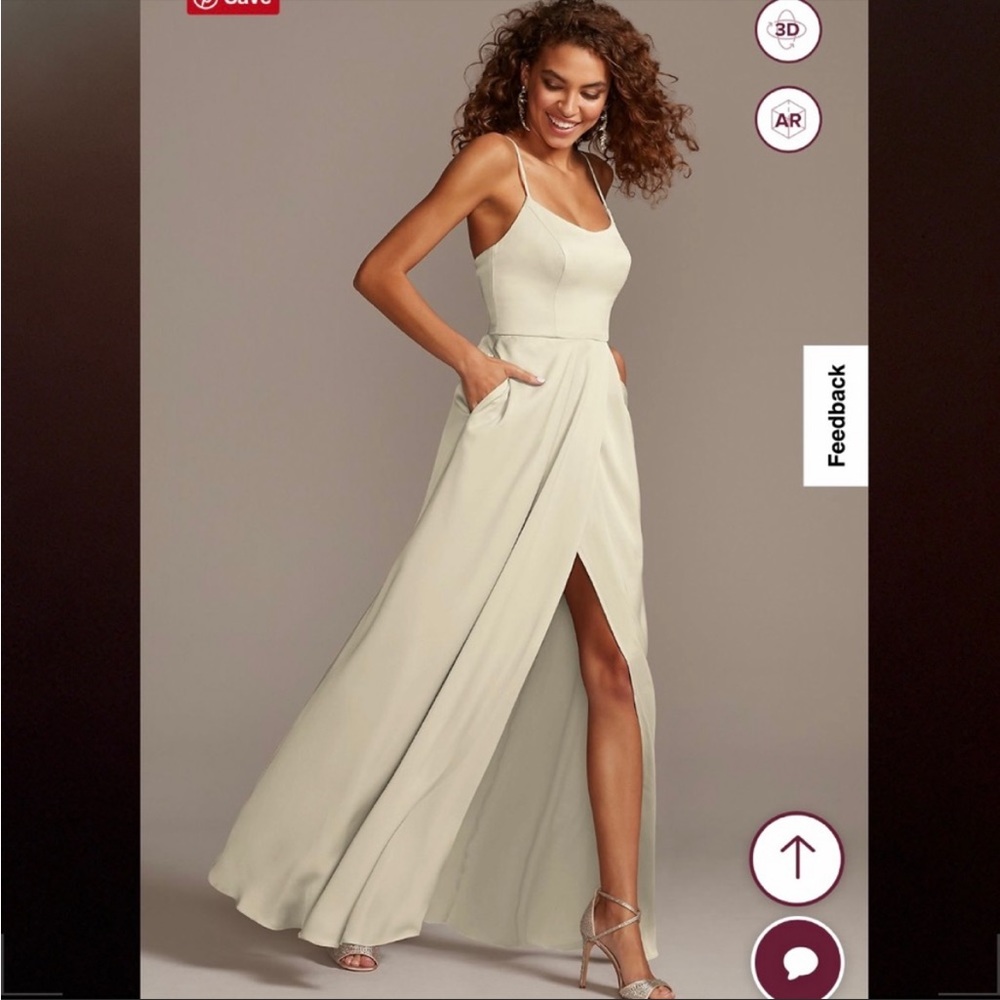 Champagne David’s bridal bridesmaid dress